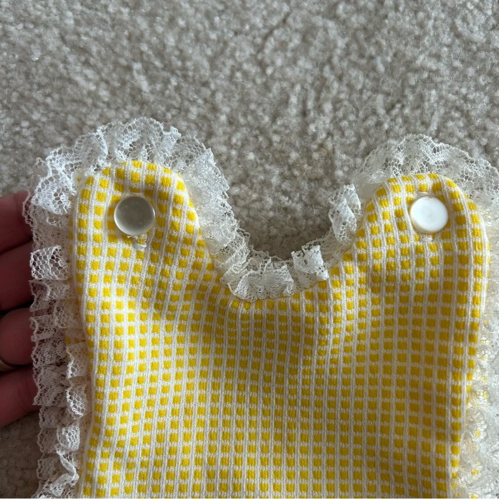 Baby Bliss Vintage Yellow Gingham Romper Size Small - Picture 4 of 8